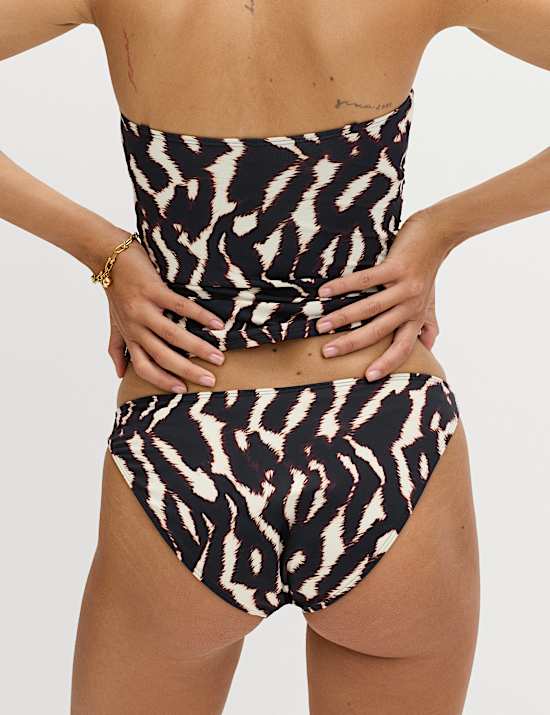 Printed High Leg Bikini Bottoms