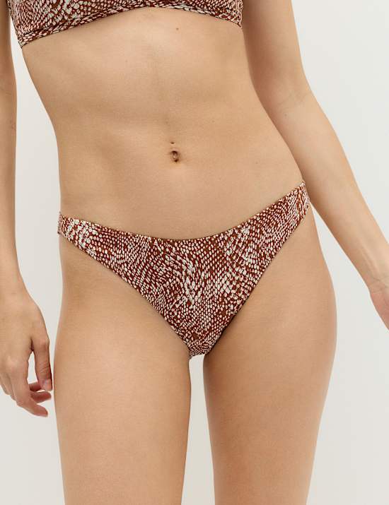 Parte de abajo de bikini de corte alto estampado
