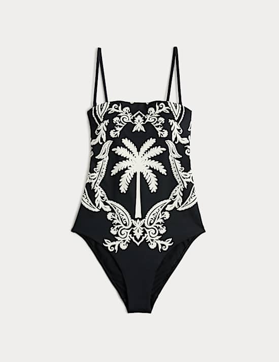 Tummy Control Printed Bandeau Swimsuit