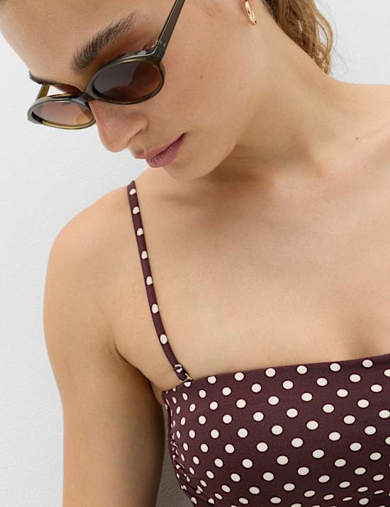 Maillot de bain bandeau &agrave; pois