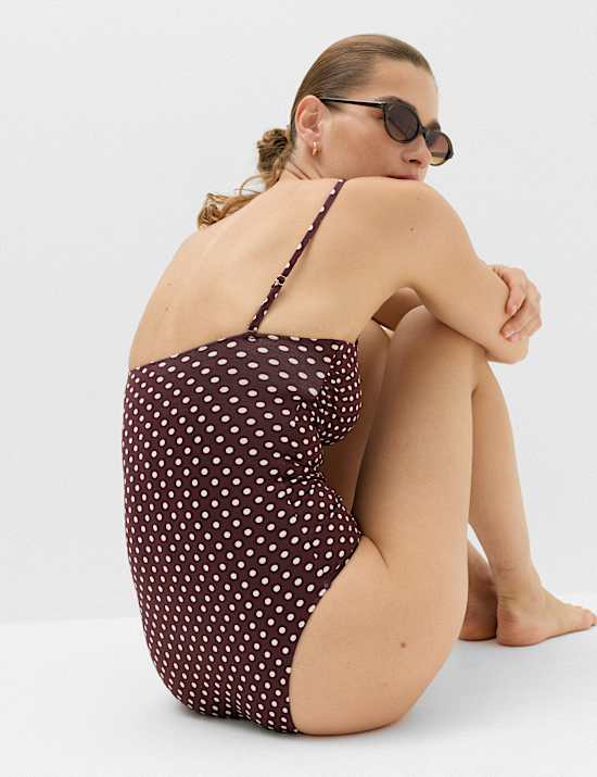 Maillot de bain bandeau &agrave; pois