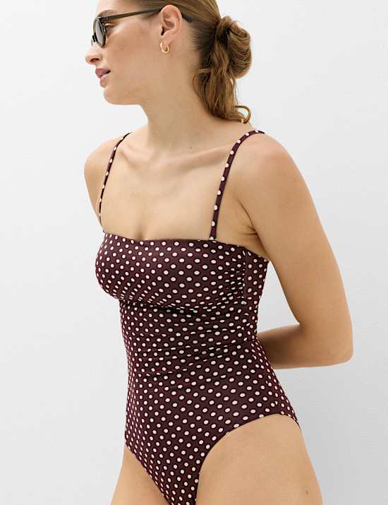 Maillot de bain bandeau &agrave; pois