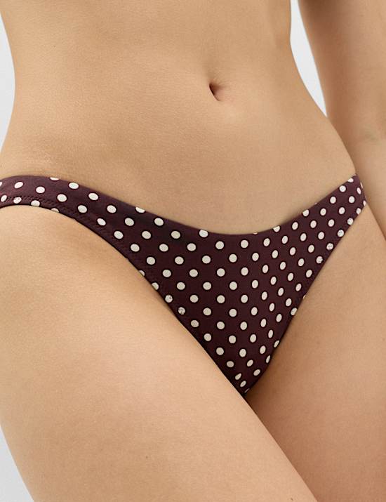 Polka Dot High Leg Bikini Bottoms