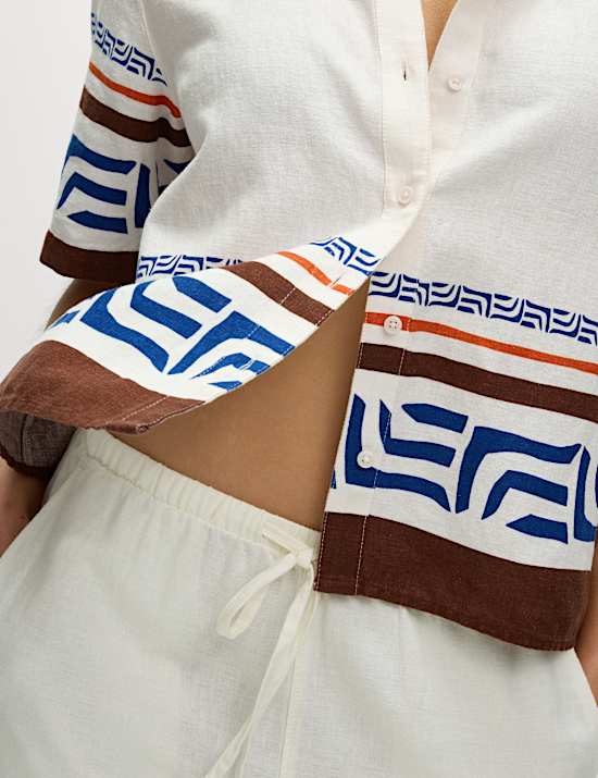 Linen Rich Printed Top