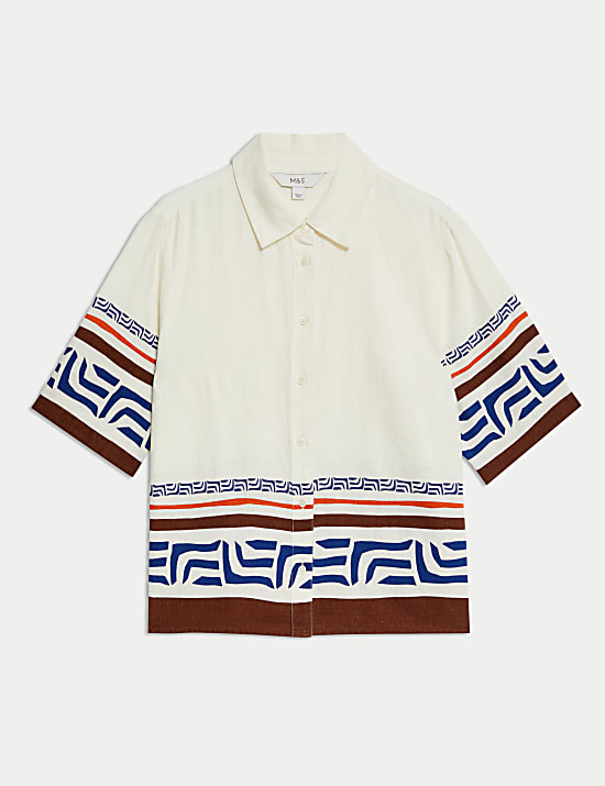 Linen Rich Printed Top