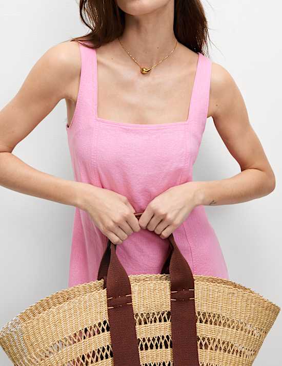 Linen Rich Mini Shift Dress