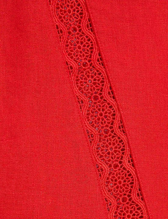 Ίσιο μίνι φόρεμα με λαιμόκοψη V με υψηλή περιεκτικότητα σε λινό