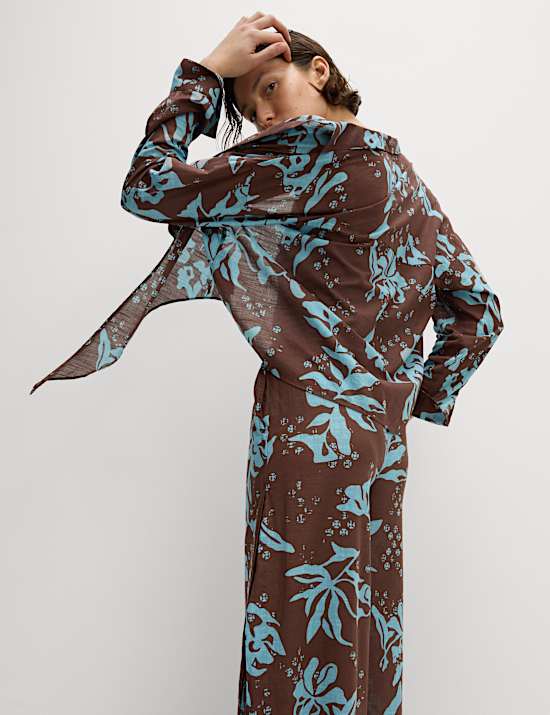 Pure Cotton Printed Button Through Beach Shirt