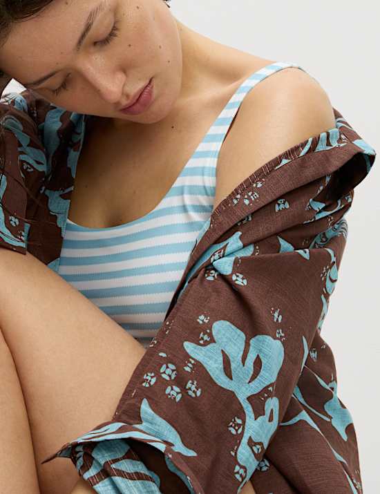 Pure Cotton Printed Button Through Beach Shirt