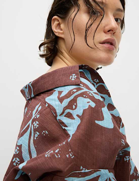 Pure Cotton Printed Button Through Beach Shirt