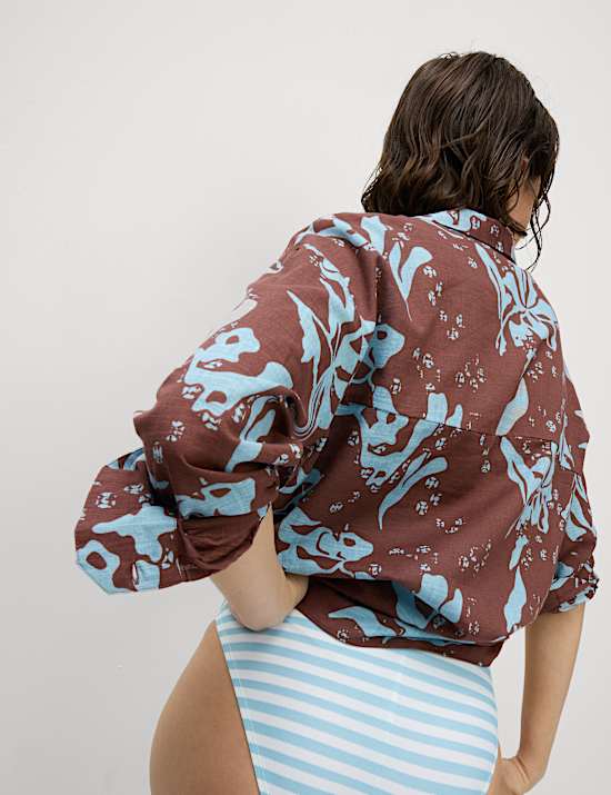 Pure Cotton Printed Button Through Beach Shirt