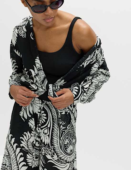 Pure Cotton Printed Button Through Beach Shirt