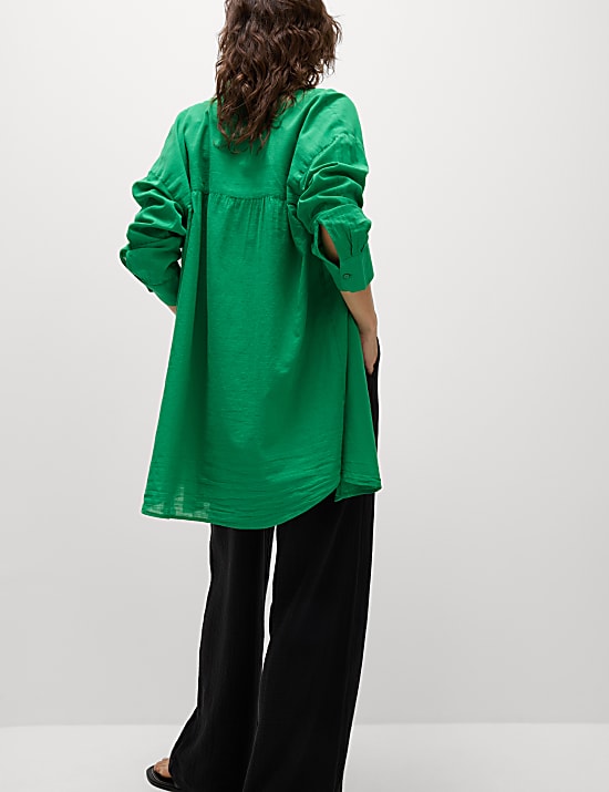 Pure Cotton Collared Beach Shirt