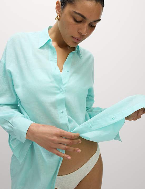 Pure Cotton Collared Beach Shirt