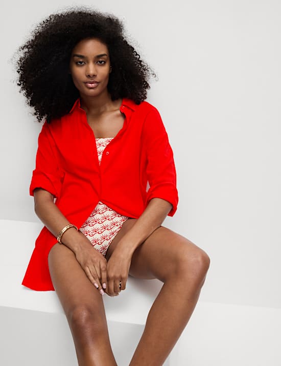 Pure Cotton Collared Beach Shirt