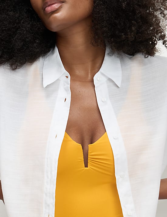 Pure Cotton Collared Beach Shirt