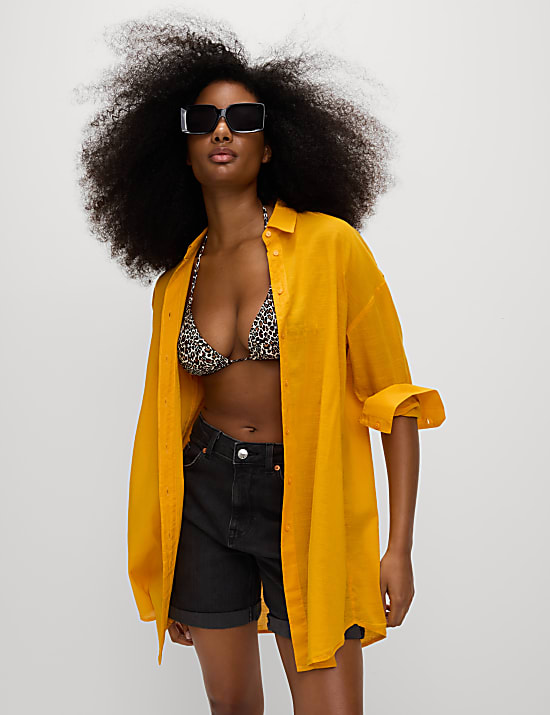 Pure Cotton Collared Beach Shirt