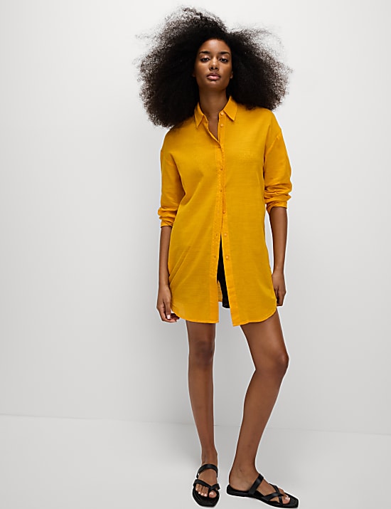 Pure Cotton Collared Beach Shirt