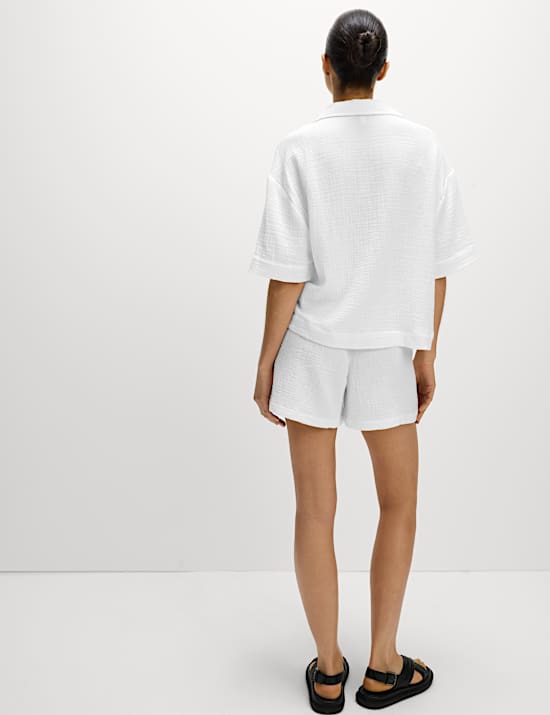 Pure Cotton Textured Collared Beach Shirt