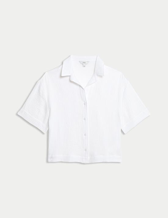 Pure Cotton Textured Collared Beach Shirt