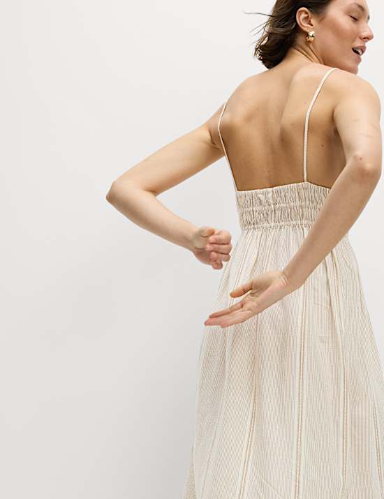 Robe de plage midaxi en coton &agrave; bretelles