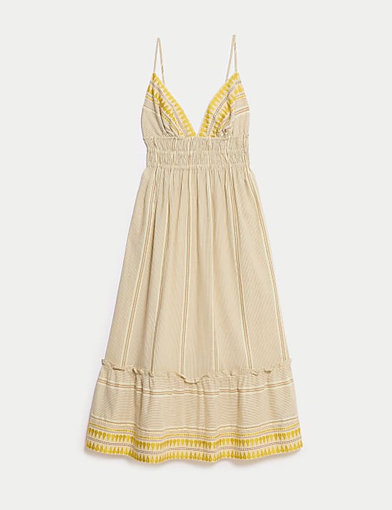 Robe de plage midaxi en coton &agrave; bretelles