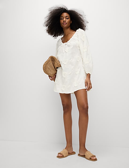 Pure Cotton Floral Mini Beach Dress