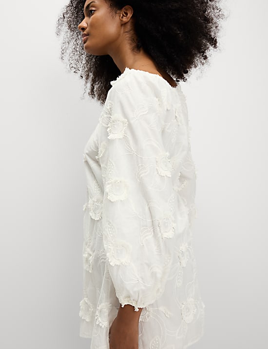 Pure Cotton Floral Mini Beach Dress