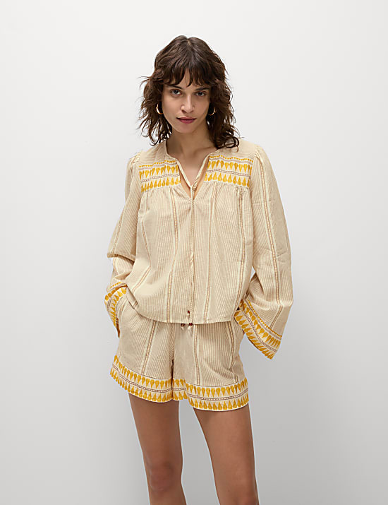 Cotton Rich Jacquard Beach Shirt