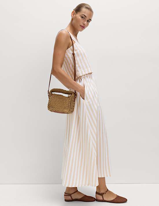 Printed Midaxi Beach Skirt with Linen