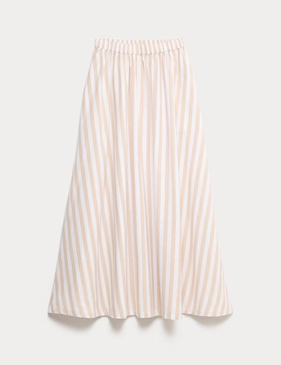 Printed Midaxi Beach Skirt with Linen