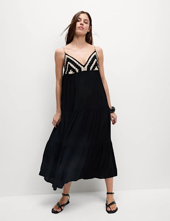 V-Neck Midi Beach Dress