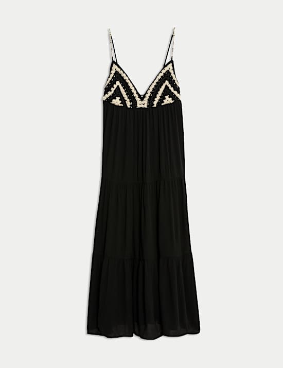 Crochet V-Neck Midi Beach Dress