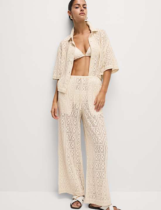 Pure Cotton Crochet Beach Trousers