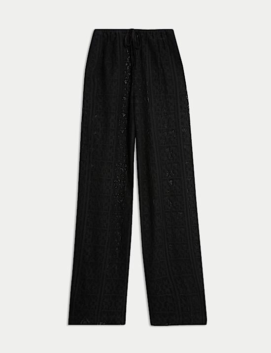 Pure Cotton Crochet Beach Trousers