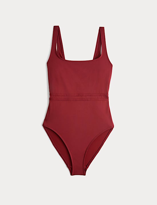 Maillot de bain sculptant &agrave; empi&egrave;cements et d&eacute;collet&eacute; rond