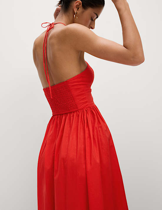 Pure Cotton Halter Neck Midaxi Beach Dress