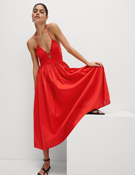 Pure Cotton Halter Neck Midaxi Beach Dress