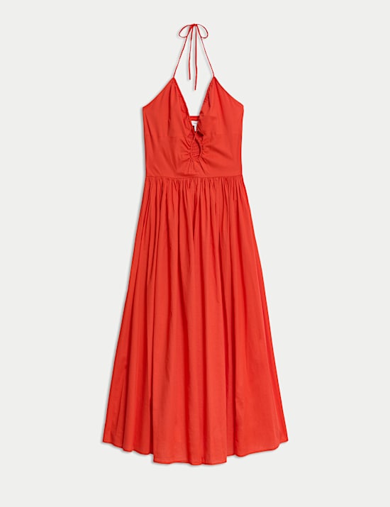 Pure Cotton Halter Neck Midaxi Beach Dress