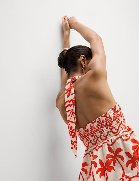 Crop Top aus reiner Baumwolle mit Motiv für den Strand