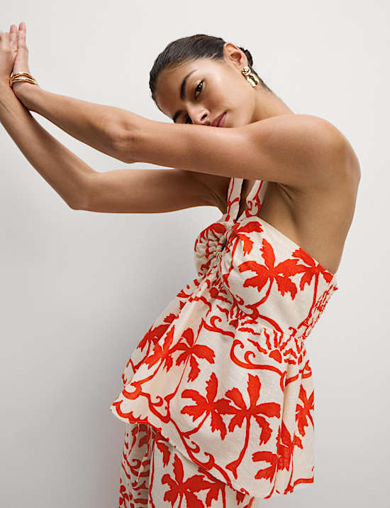 Crop Top aus reiner Baumwolle mit Motiv für den Strand