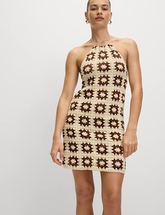 Halter Neck Mini Beach Dress