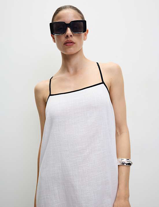 Pure Cotton Square Neck Maxi Beach Dress