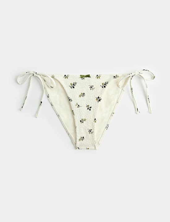 Floral Tie Side High Leg Bikini Bottoms