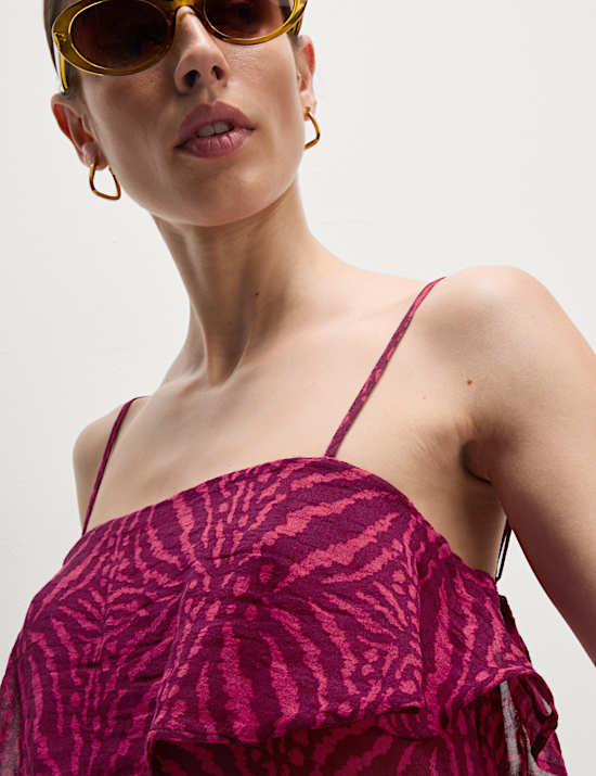 Cotton Rich Printed Mini Beach Dress
