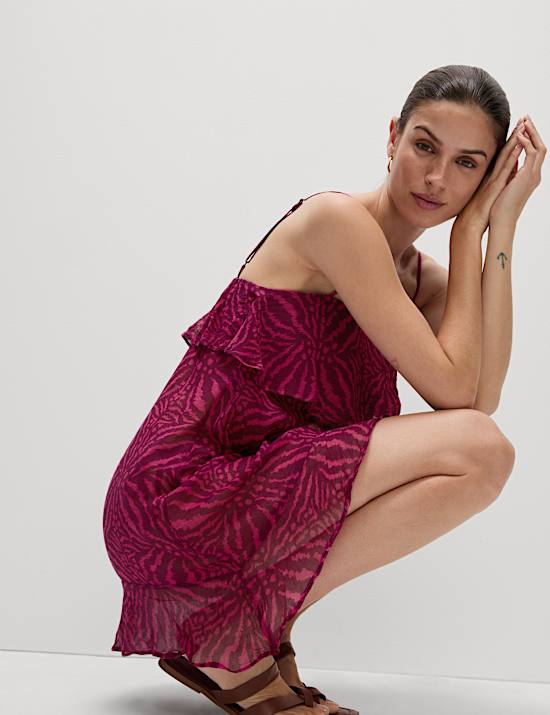 Cotton Rich Printed Mini Beach Dress