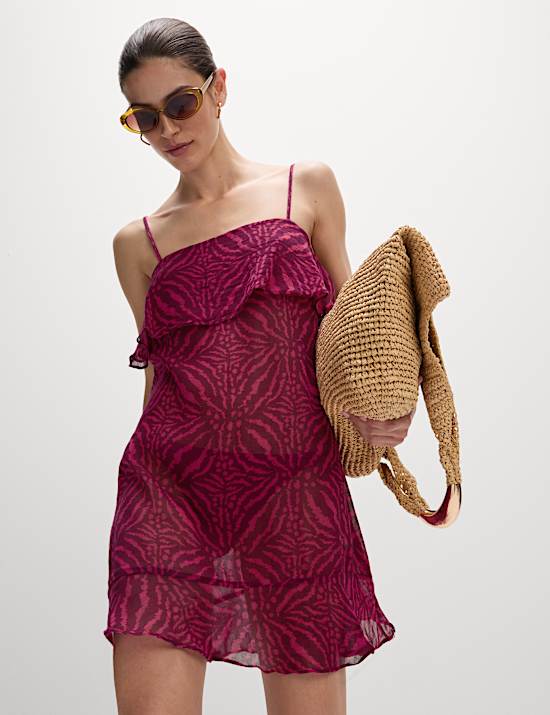 Cotton Rich Printed Mini Beach Dress