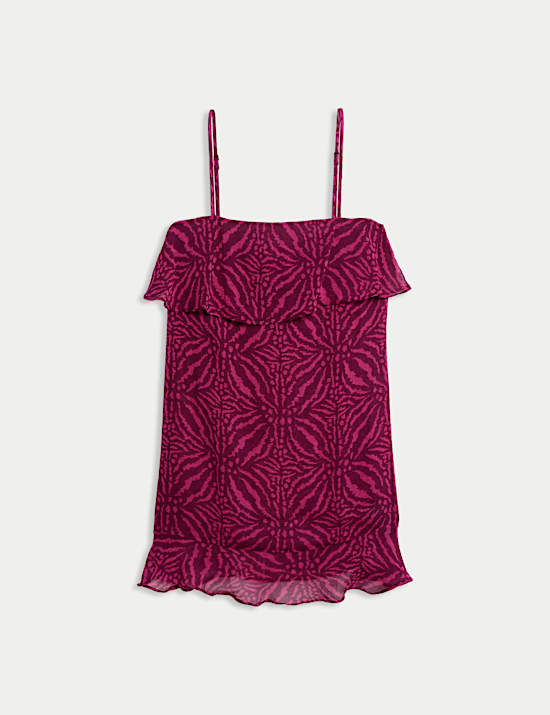Cotton Rich Printed Mini Beach Dress