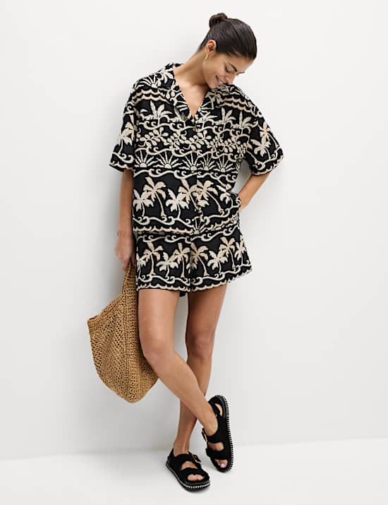 Pure Cotton Printed Collared Beach Shirt