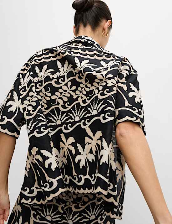 Pure Cotton Printed Collared Beach Shirt